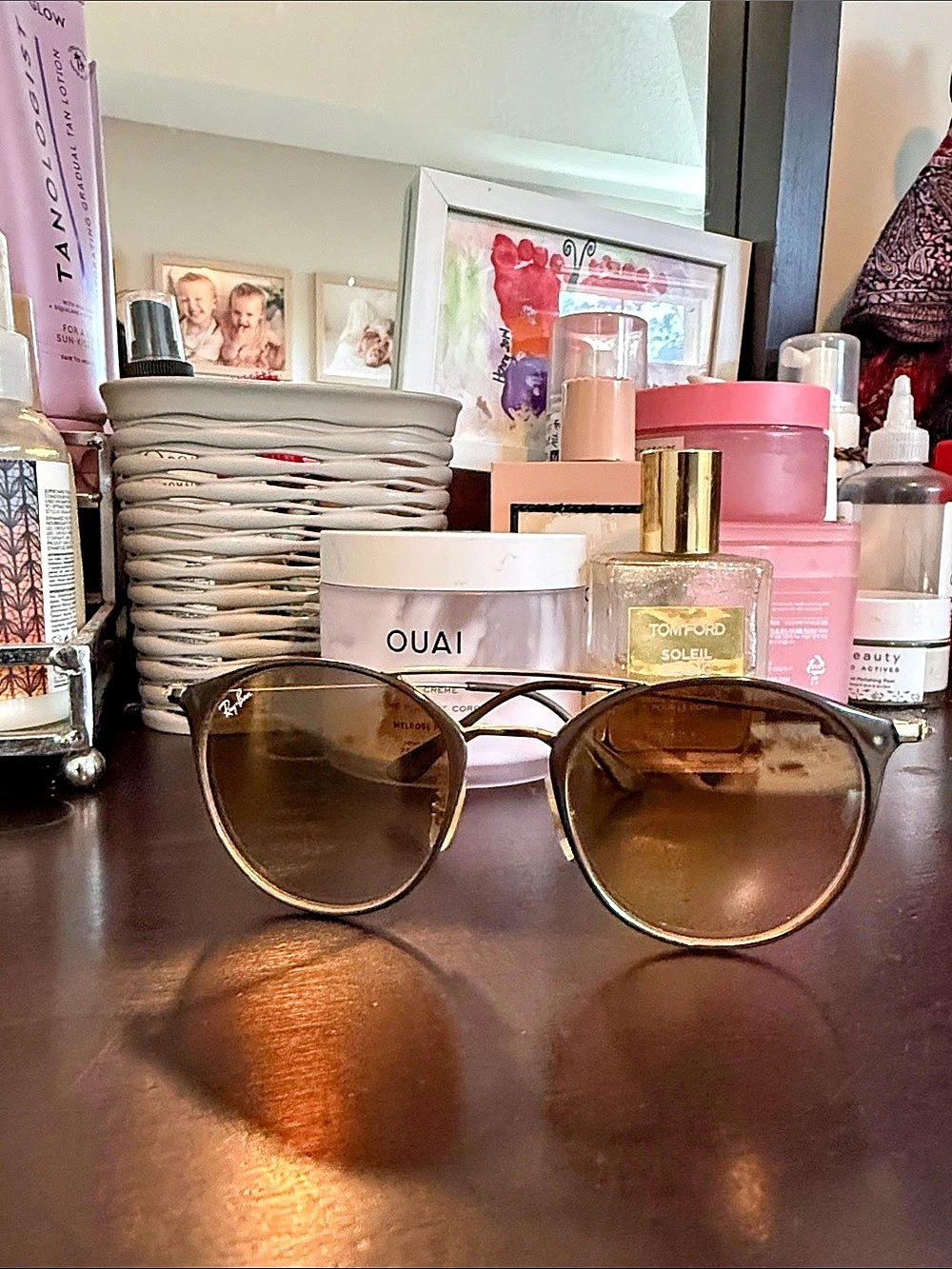 Ray-Ban Round Double Bridge RB3647N Brown & Gold Sunglasses